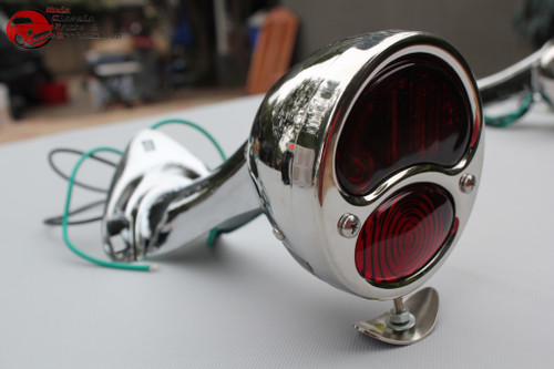 Model A Stainless Taillamp Stop Lens Chrome Bracket Set and Ah ooga Horn 12 Volt