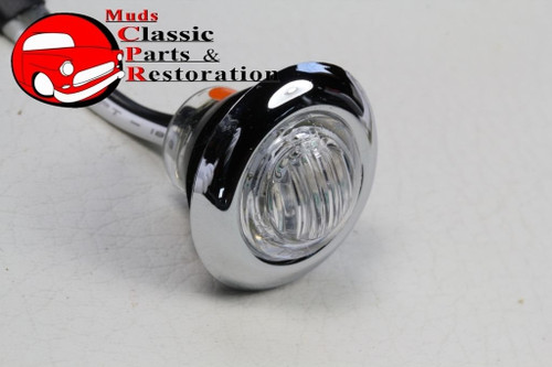 Dual Function Mini Clear Stainless Turn Signal Blinker Lights Truck Hot Rat Rod Pair