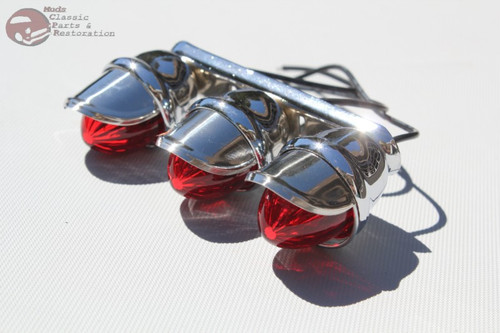 Mini Outside Tri Marker Light Set Visor Bolt On Custom Truck Red Amber SET of 6