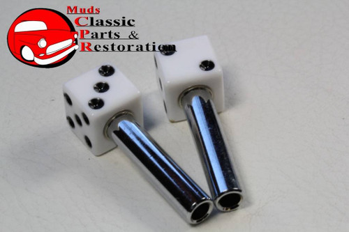 White Dice Black Dots Door Lock Latch Knobs Custom Truck Hot Rat Street Rod Pair