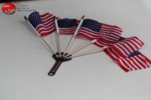 5 Post Vintage Style Parade Mini Flags Holder Cycle Car Truck Stainless Steel