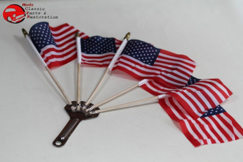 5 Post Vintage Style Parade Mini Flags Holder Cycle Car Truck Stainless Steel
