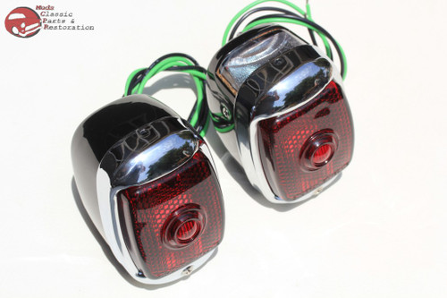 40-53 Chevy First Series Pickup Truck Rear 6V Tail Lamp Lights Right & Left Set