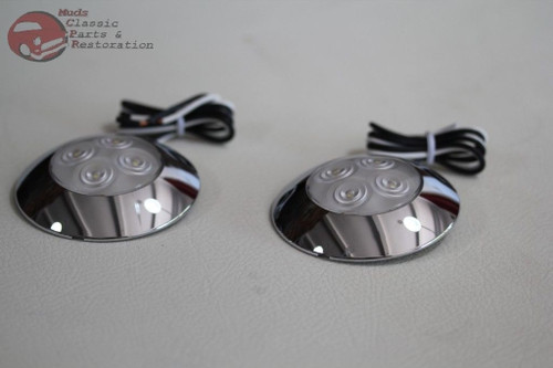 Custom LED Dome Lamps Courtesy Lights White Clear Lens Truck Hot Rat Street Rod Pair Custom LED Dome Lamps Courtesy Lights White Clear Lens Truck Hot Rat Street Rod Pair