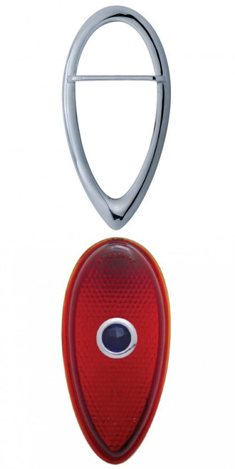 Ford Hot Rat Rod Custom Truck Tear Drop Tail Light Blue Dot Lense Zephyr Bezel