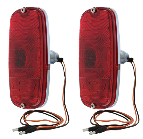 60-66 Chevy GMC Pickup Truck Fleetside Tail Lamp Light Assembly Bowtie Logo Pr