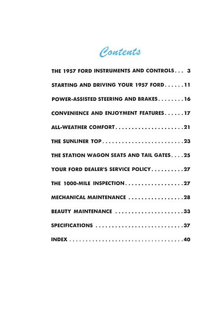 1957 Ford Passenger Car Fairlane Custom Ranchero Paper Owners Color Manual