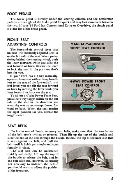 1959 Ford Passenger Car Fairlane Galaxie Victoria Paper Owners Color Manual
