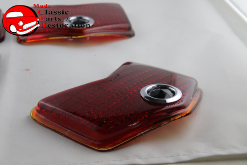 1940 Ford Passenger Car Rear Red Glass Blue Dot Tail Lamp Light Lenses Pair