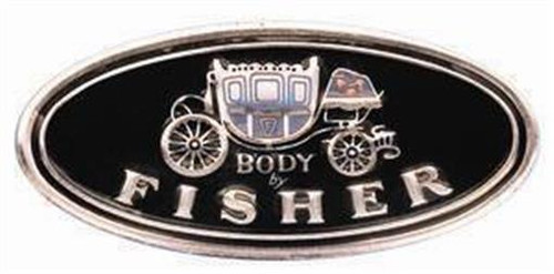 "Body By Fisher" Aluminum Door Sill Scuff Step Plate Emblems Decals Pair