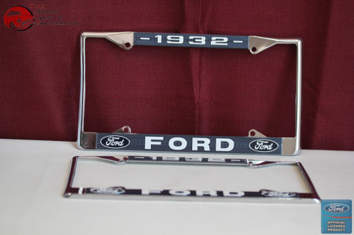 1932 Ford Car Pick Up Truck Front Rear License Plate Holder Chrome Frames New