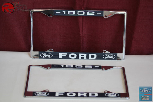 1932 Ford Car Pick Up Truck Front Rear License Plate Holder Chrome Frames New