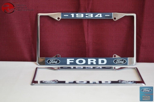 1934 Ford Car Pick Up Truck Front Rear License Plate Holder Chrome Frames New