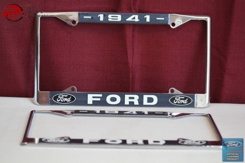 1941 Ford Car Pick Up Truck Front Rear License Plate Holder Chrome Frames New