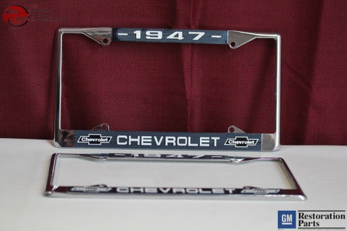 1947 Chevy Chevrolet Gm Licensed Front Rear Chrome License Plate Holder Frames