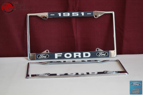 1951 Ford Car Pick Up Truck Front Rear License Plate Holder Chrome Frames New