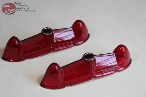 1951 Ford Fullsize Passenger Car Rear Blue Dot Tail Light Lamp Lenses Pair