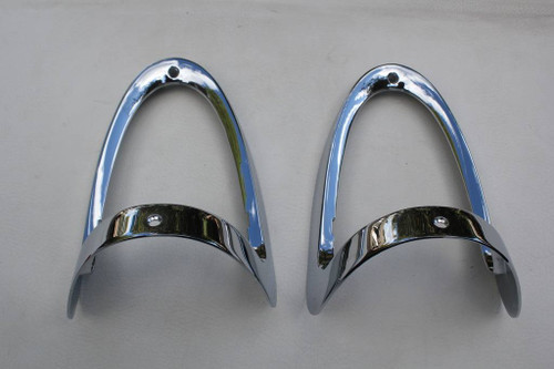 1955 Chevy Tail Lamp Backup Light Lenses Stainless Divider Straps Chrome Bezels