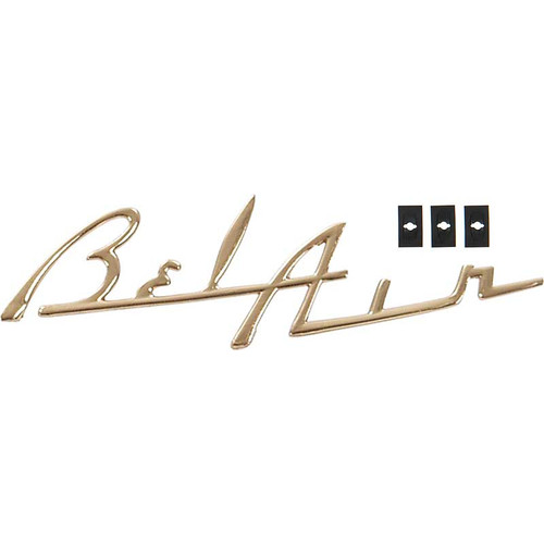 1955 1956 55 56 Chevy Chevrolet Bel Air Belair Gold Dash Emblem Script