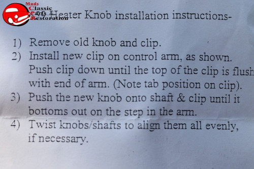 1957 Chevy Passenger Car Heater Control Knob Set With Retaining Clips New