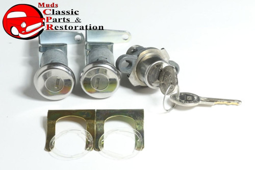 1959 Chevy Door Trunk Lock Cylinders Kit W Long Cyl Original Oem Pear Head Keys