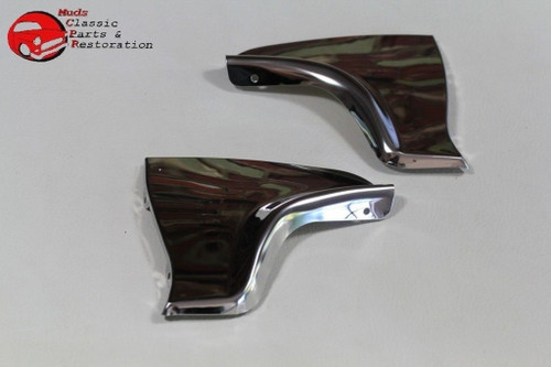 1961 Chevy Impala Rear Fender Skirt Trim Stainless Steel Scuff Pads Pair New