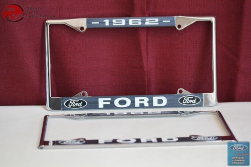 1962 Ford Car Pick Up Truck Front Rear License Plate Holder Chrome Frames New