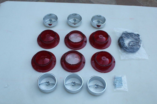 1963 Chevy Impala Complete Tail Light Lamp Backup Lens Trim Ornament Set