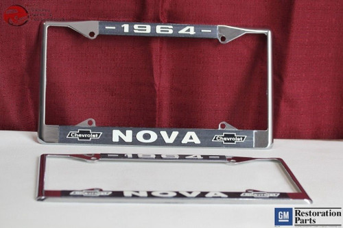 1964 Chevy Ii Nova Gm Licensed Front Rear License Plate Holder Retainer Frames