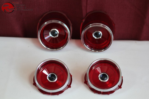 1965 Chevy Impala Fullsize Car Rear Blue Dot Tail Light Lamp Lenses Lens Set New