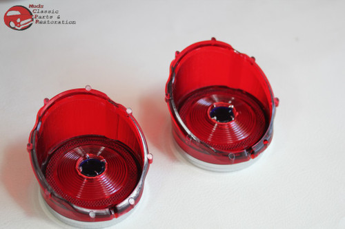 1965 Chevy Impala Fullsize Car Rear Blue Dot Incandescent Tail Light Lamp Lenses