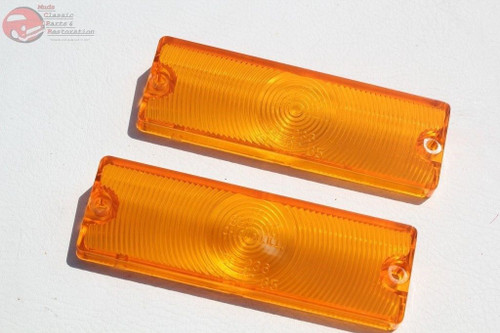 1965 Fullsize Chevy Impala Front Park Parking Light Lamp Amber Lenses Pair New