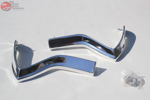 1967 Chevy Impala Front Fender Head Light Lamp Upper Eyebrow Trim Moldings Pair