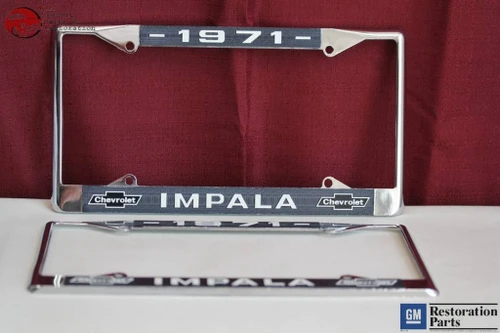 1971 Chevy Impala Gm Licensed Front Rear License Plate Holder Retainer Frames
