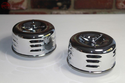 2 Barrel Low Profile Louvered Bee Hive Air Cleaners Wing Nut Hot Rat Rod Truck