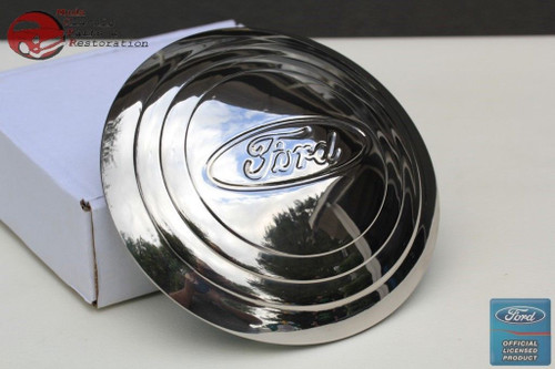 32-33 Ford Logo Stainless Hub Cap Passenger Car Pickup Truck Licensed New