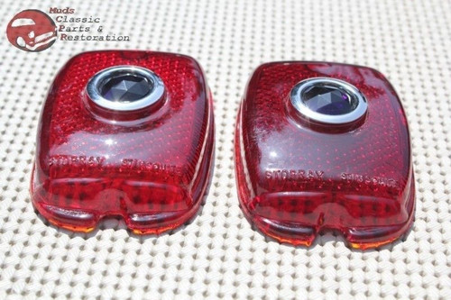 37 38 Chevy 40-52 Sedan Delivery Blue Dot Rear Taillight Lamp Glass Lens Pair