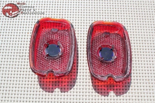 37 38 Chevy 40-52 Sedan Delivery Blue Dot Rear Taillight Lamp Glass Lens Pair