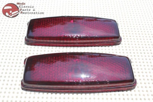 41-48 Chevy Passenger Car Rear Flat Type Tail Light Lamp Lens Lenses Set Of 2