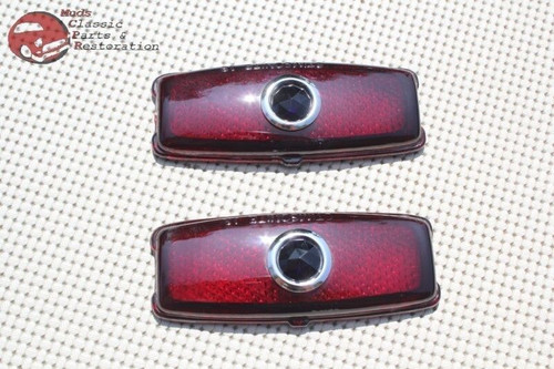 41-48 Chevy Passenger Car Rear Blue Dot Tail Light Lamp Lens Lenses Set Of 2 New
