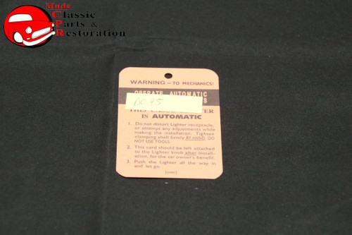 46-60 Chevy Casco Lighter Instruction Tag