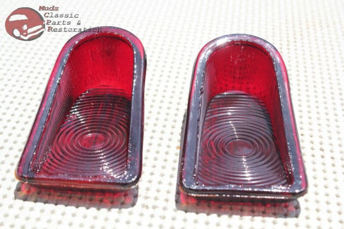 49 50 Chevy Passenger Car Rear Tail Light Lamp Lens Lenses Pair Set Of 2 New