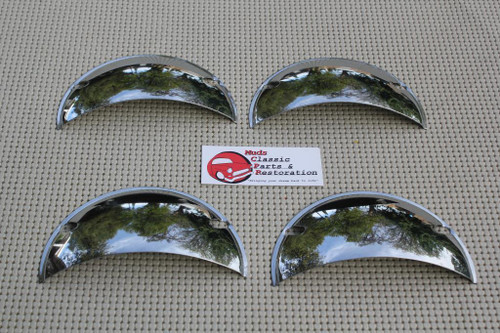 5" Custom 4 Headlight Headlamp Chrome Half Moon Shield Trim Covers Hot Rat Rod