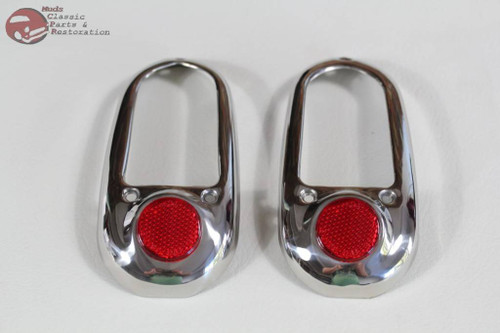 49-50 Chevy Bel Air Styleline Fleetline Tail Light Lamp Bezels Reflectors Pair