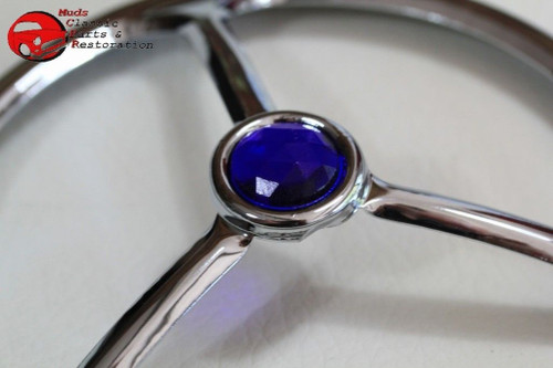 5" Lucas Tri Bar Custom Motorcycle Head Lamp Light Trim Cover W Blue Jewel Dot