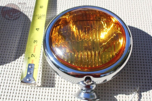 5" Small Chrome Amber Glass Fog Light Lamp 12 Volt Custom Car Pickup Truck