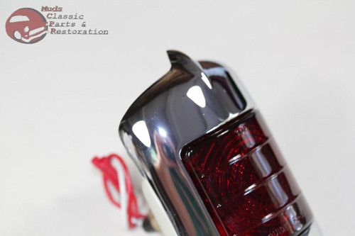 51-52 Chevy Passenger Car Tail Lamp Light Assembly Red Glass Lens Reflector Pair