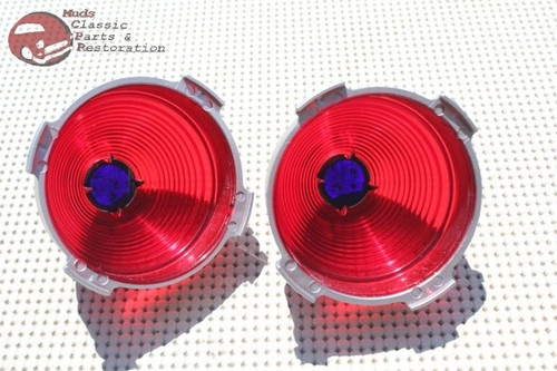 53 Chevy Passenger Car Belair Rear Blue Dot Center Tail Light Lamp Lens Lenses
