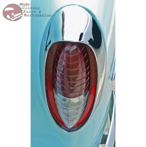 54 Chevy Tail Lights Backup Brake Lens Chrome Bezel Gasket Guide Marking