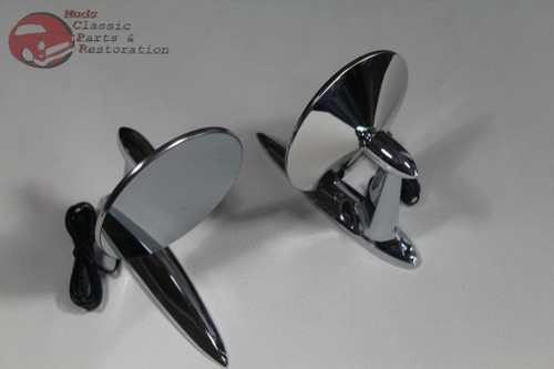 55-57 Chevy Gm Custom Outside Chrome Door Mirror Led Turn Direction Arrow Pair